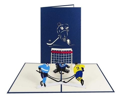 Carte 3D popup pour anniversaire Hockey sur glace - Cartes d'invitation de fête d'anniversaire