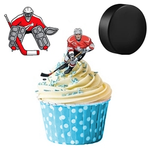 12 décorations de joueurs de hockey pour cupcakes - Décoration du gâteau d'anniversaire Hockey sur glace