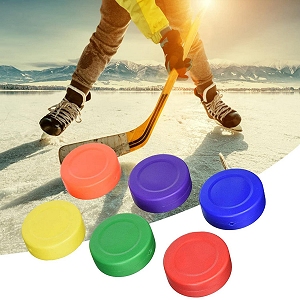 6 palets de hockey sur glace en plastique souple coloré - Cadeaux souvenirs de la fête d'anniversaire hockey sur glace
