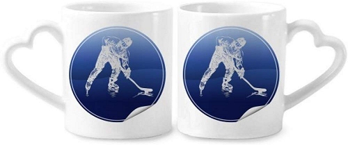 Couple de Tasses/mugs hockey sur glace poignée en coeur – Tasses/mugs hockey sur glace