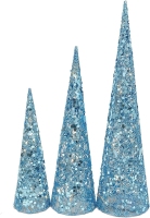 Arbres de cône scintillants argent bleu glacier pour décoration de table de Noël – Idées de décoration pour table de Noël