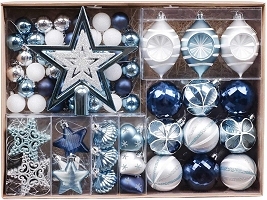 Boules de Noël incassables argent et bleu pour table de Noël – Idées de décoration pour table de Noël